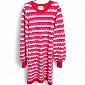 Hyacinth House Tuckernuck Pink Red Striped Callie Long Sleeve Knit Dress XXL
